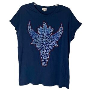 Bimba Y Lola Cow Skull Over Sized Cotton Tee